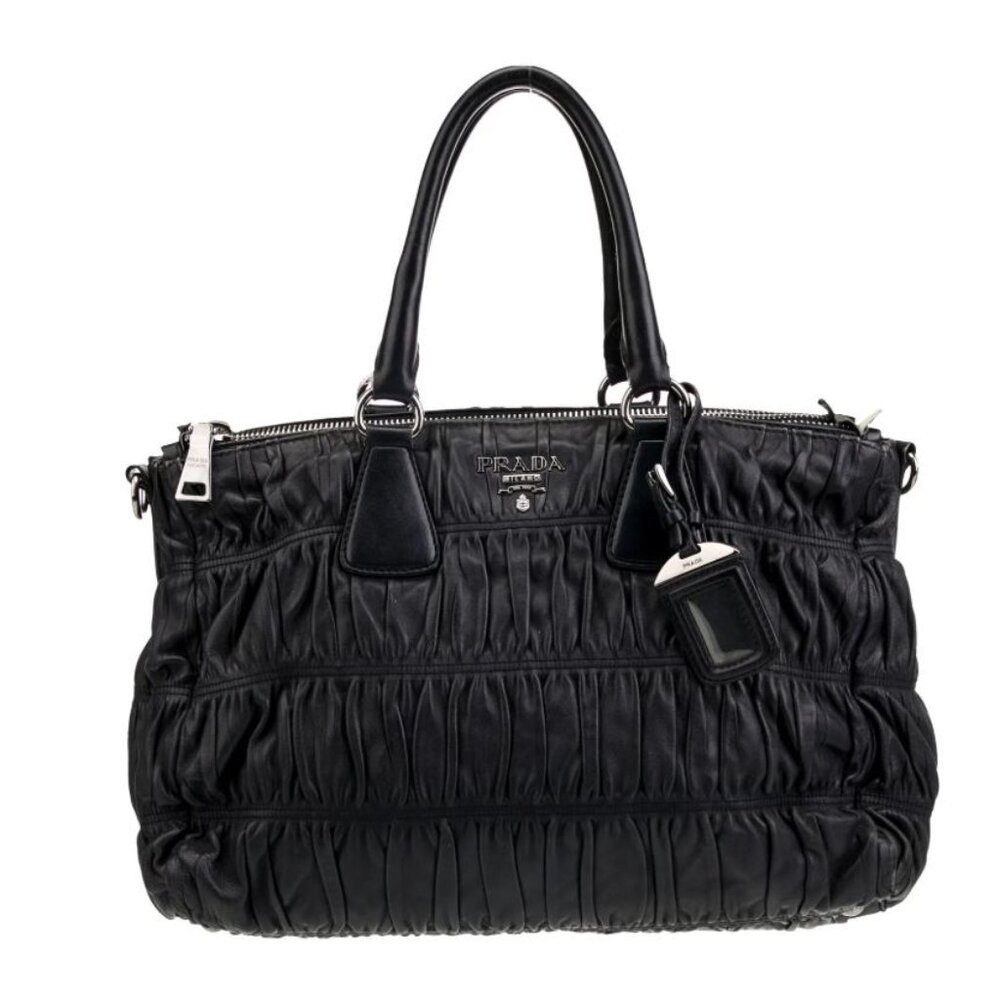 Prada Napa Gaufre Black Shoulder Bag authentic